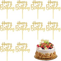 Tortendeko Happy Birthday 10 StüCk Acryl Cake Topper Gold FüR Geburtstag Party