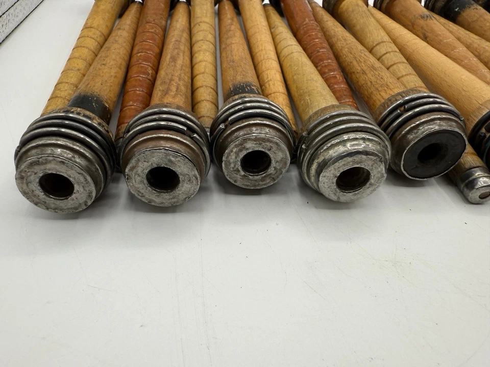 Lot 25 Wood Bobbins Spools Wooden Industrial Style Spindles Quills 5 special See - Image 2 of 4