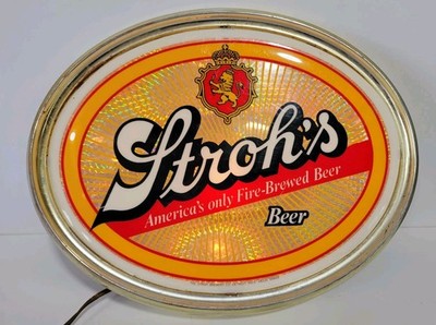 STROH'S BEER LIGHTED SIGN  -  AMERICA'S ONLY FIRE-BREWED BEER
