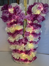 Hand Crafted With Silk Flowers And Lights 20  Tall Metal Letter V