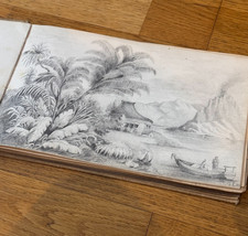 ANTIQUE GRAND TOUR SKETCHBOOK ARTIST ART ALBUM 1877 DRAWING PICTURE SCRAP BOOK