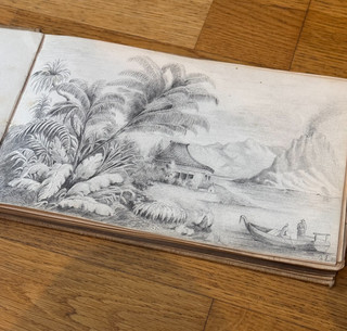 ANTIQUE GRAND TOUR SKETCHBOOK ARTIST ART ALBUM 1877 DRAWING PICTURE SCRAP BOOK