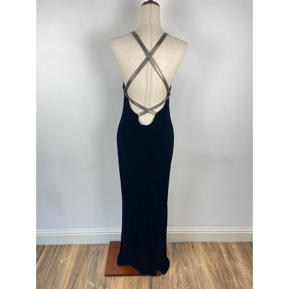 Maxi Vestido Largo Lauren Ralph Lauren Negro Terciopelo Seda Corte Espalda Abierta Para Mujer 8 Foto 2 de 4