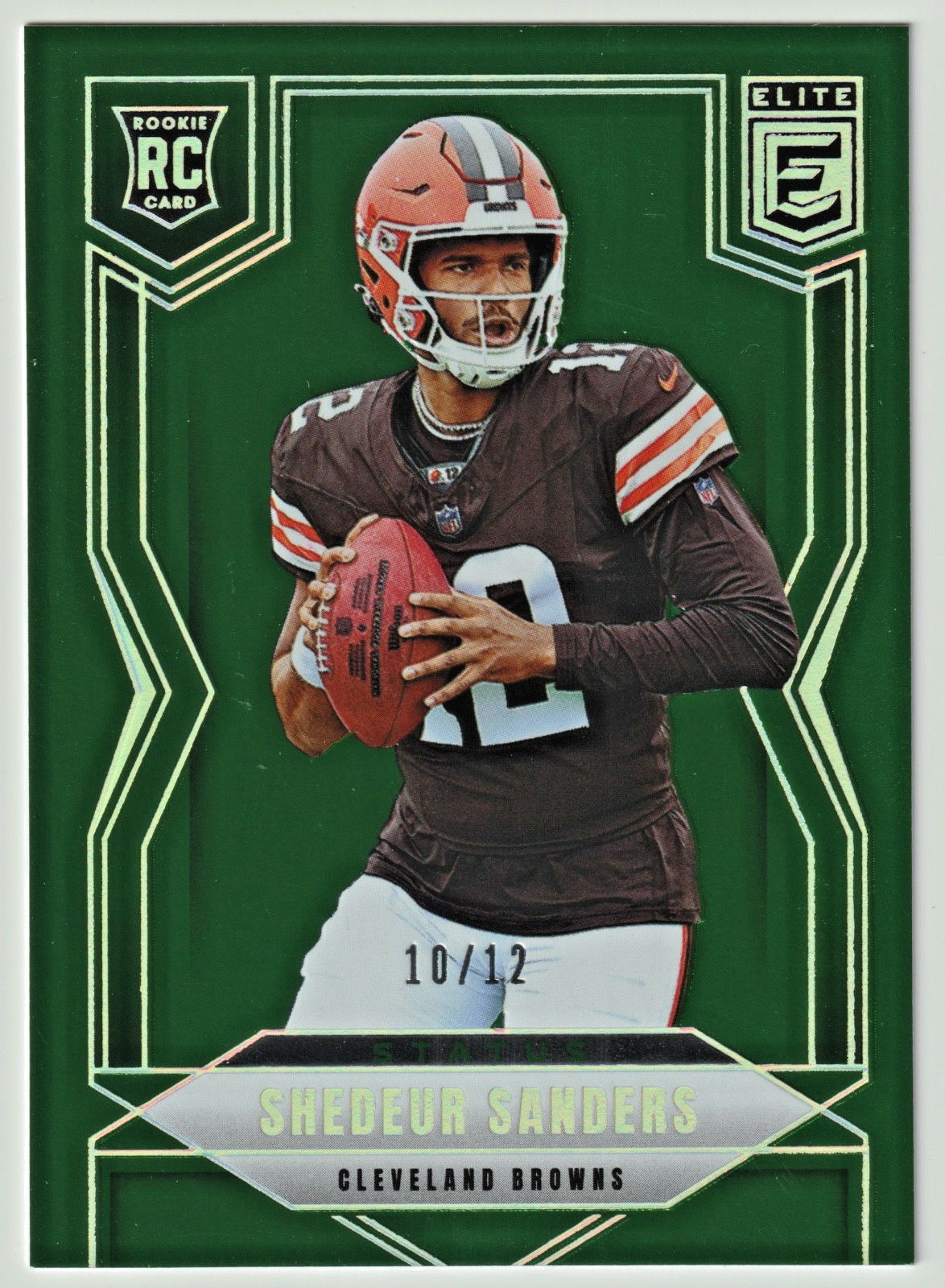 Shedeur Sanders 2025 Panini Elite Status Green Jersey Number Rookie #10/12