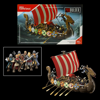 NEW Mega Construx Probuilder VIKING LONGSHIP RAID FPH88 955 Pcs Sealed READ DESC
