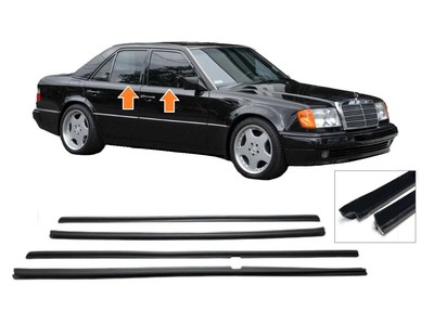 Mercedes W124 Door window outer scraper rubber seals 4 Pieces set