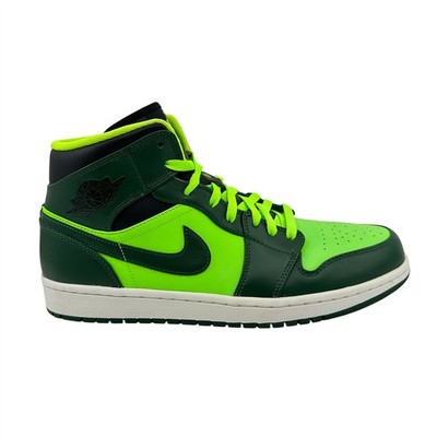 Jordan 1 Mid George Green Black Mens Athletic Hulk Sneaker | eBay