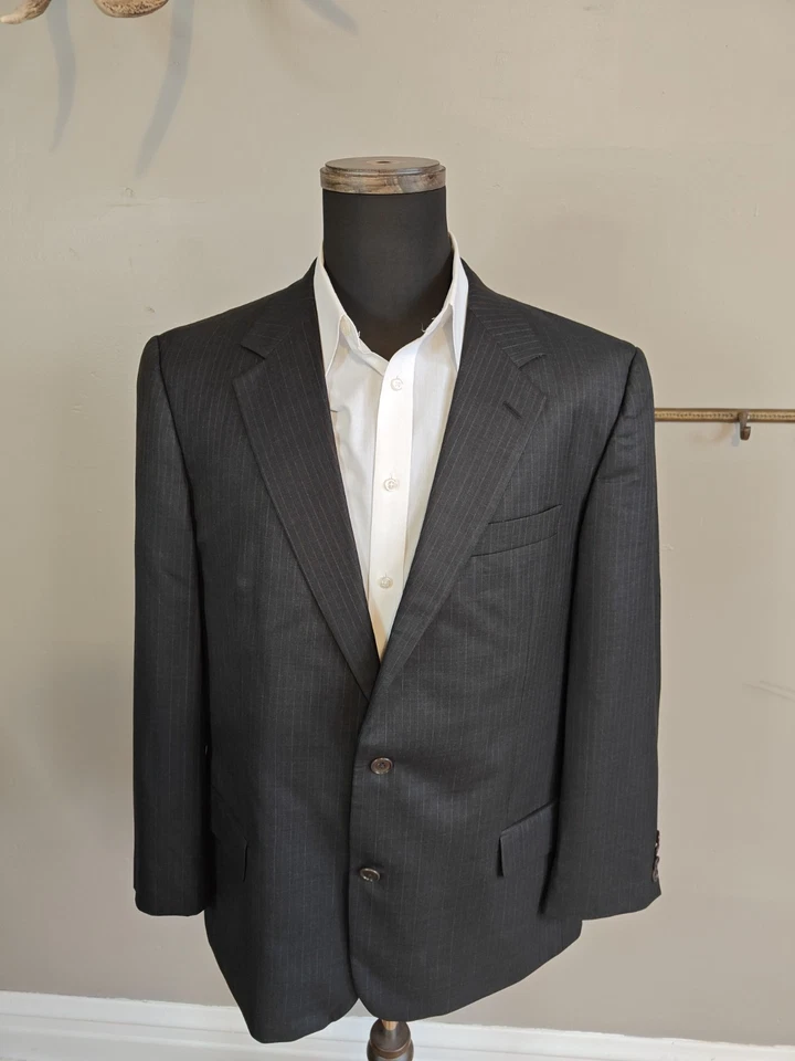 🇺🇲 Brooks Brothers Madison 44L Gray Stripe Wool Sports Coat Made In Italy - Image 3 of 4