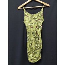 My Place Green Floral Ruched Bodycon Slip Dress Women's Size Petite