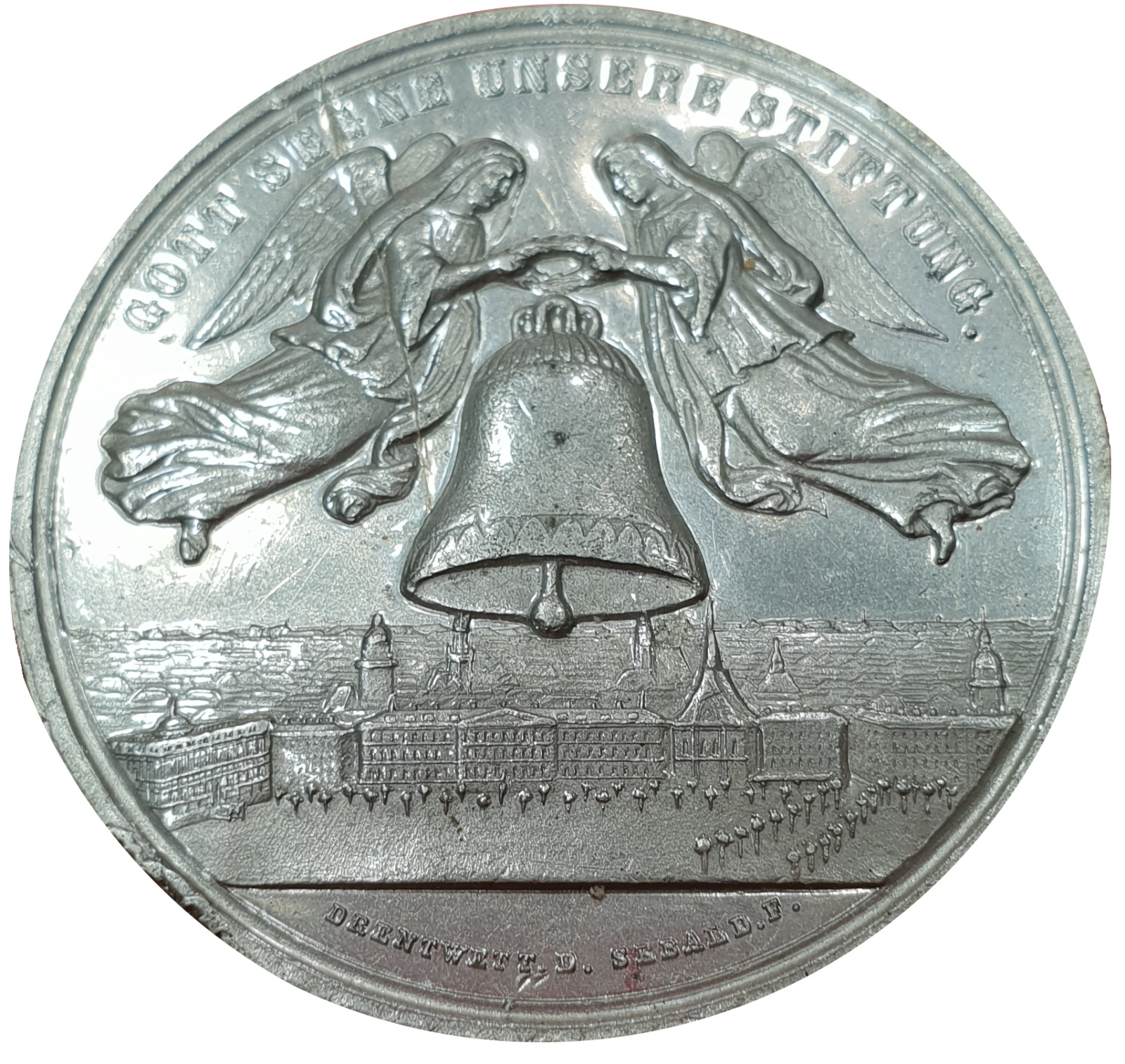 Saksonia 1862 Unc City View WM Medal Lipsk Niemcy Niemieckie Państwo Rzadkie