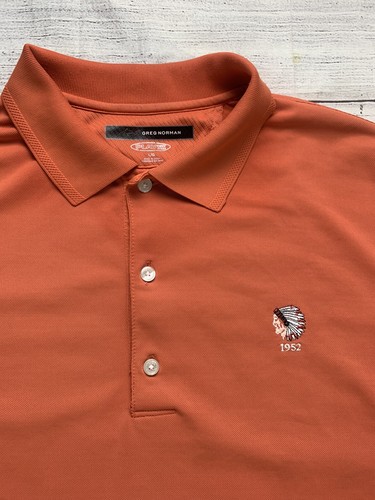 Greg Norman Country Club Poloshirt Herren L Orange Kurzarm Indian Head 1952