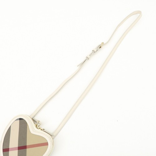 Authentic BURBERRY Canvas Leather Shoulder Pouch Nova Plaid Ivory Used F/S - Picture 18 of 24