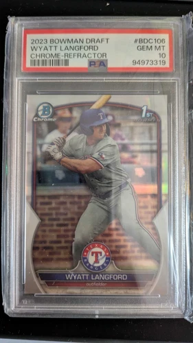 Wyatt Langford 2023 Bowman Draft 1st Chrome Refractor #BDC-106 PSA 10 Gem Mint