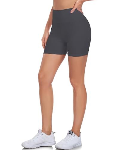 Girls Bike Shorts-5" Soft High Waisted Athletic Dance Large-X-Large 04 Gray - Picture 2 of 8
