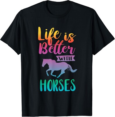 Cute Life Is Better With Horses Horseback Riding Gift Unisex T-Shirt