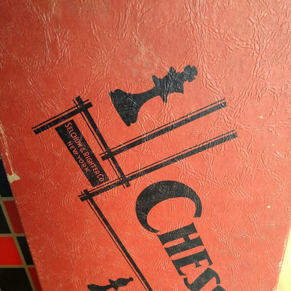 VTG  RED WHITE CHESS SET  SELCHOW RIGHTER NYC NEW YORK MID CENTURY 1960s 50s NY - Image 2 of 4