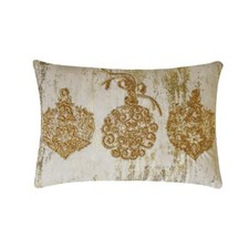 Gold Christmas Decor Lumbar Pillow Cover Velvet Holiday Pillows- Gold Adornments