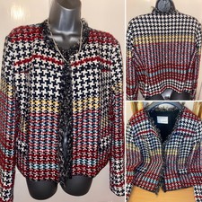 Oui - Short Boxy Houndstooth Check Jacket Fits 12 Uk