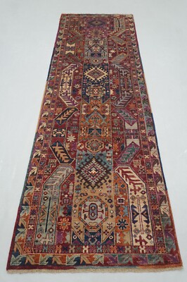 3 x 10 ft Red Samarkand Oriental Afghan Hand knotted Transitional Runner Rug