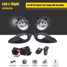 Clear Fog Lights For Toyota Yaris Sedan 4dr 2006-11 Wbezel Switch Wiring Bulbs