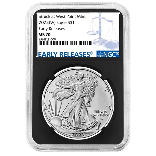 2023 (W) $1 American Silver Eagle NGC MS70 ER Blue Label Retro Core