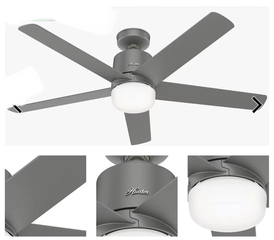 Hunter 52" Stylus Matte Silver Smart Home WiFi Remote LED Light Ceiling Fan - Image 2 of 2