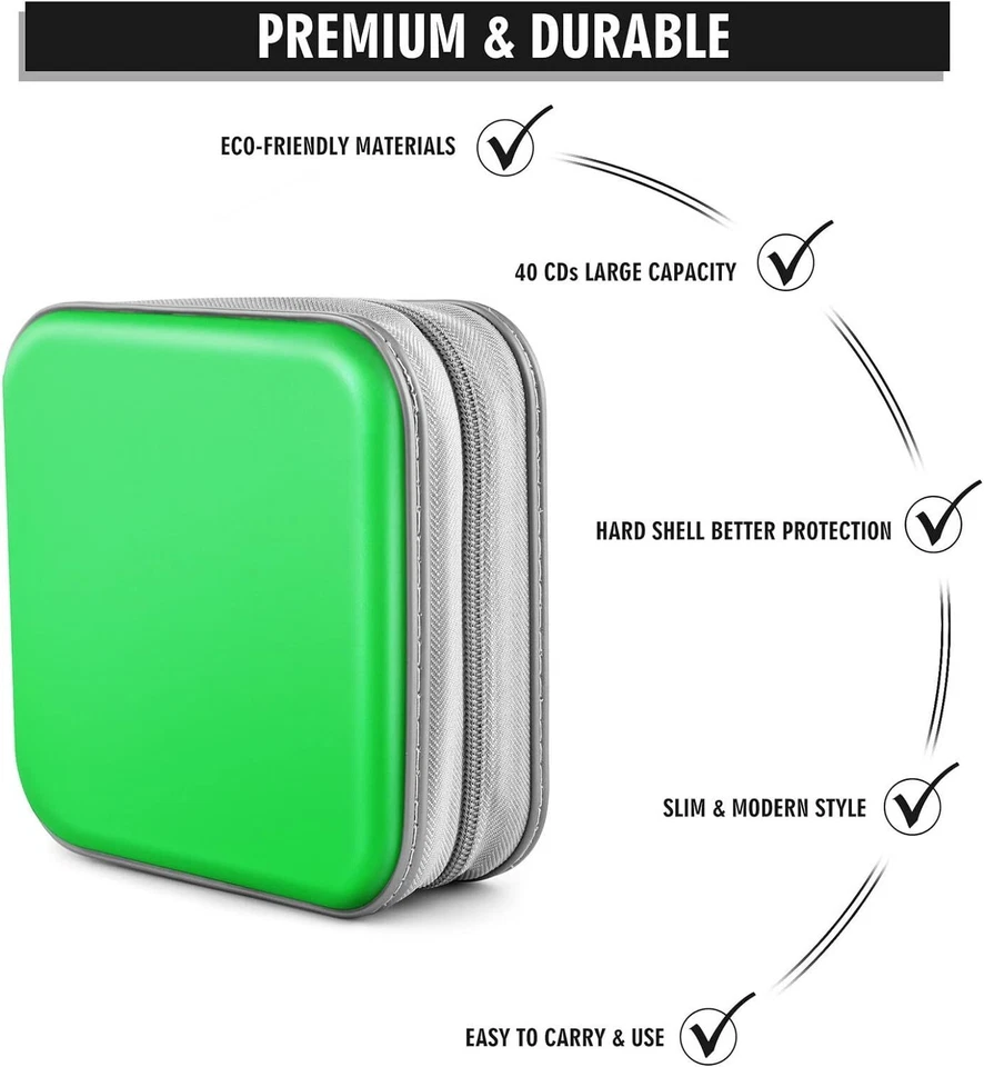 Estojo organizador verde 34 discos CD DVD VCD suporte portátil bolsa de armazenamento álbum - Imagem 4 de 4