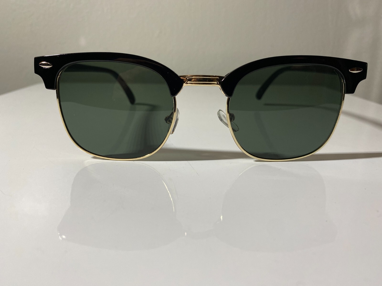 Vintage 60s Men’s Sunglasses – Black & Gold Frame with Green Lenses