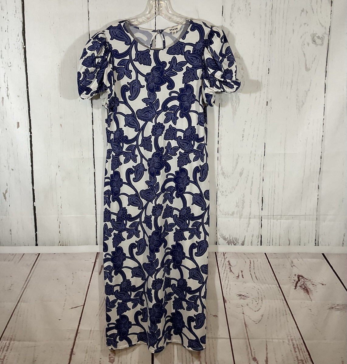 Boden Womens Dress Size 12 Blue Jersey Knit Puff Sleeve Midi Paisley Resortwear Boden Womens Dress Size 12 Blue Jersey Knit Puff Sleeve Midi Paisley Resortwear
