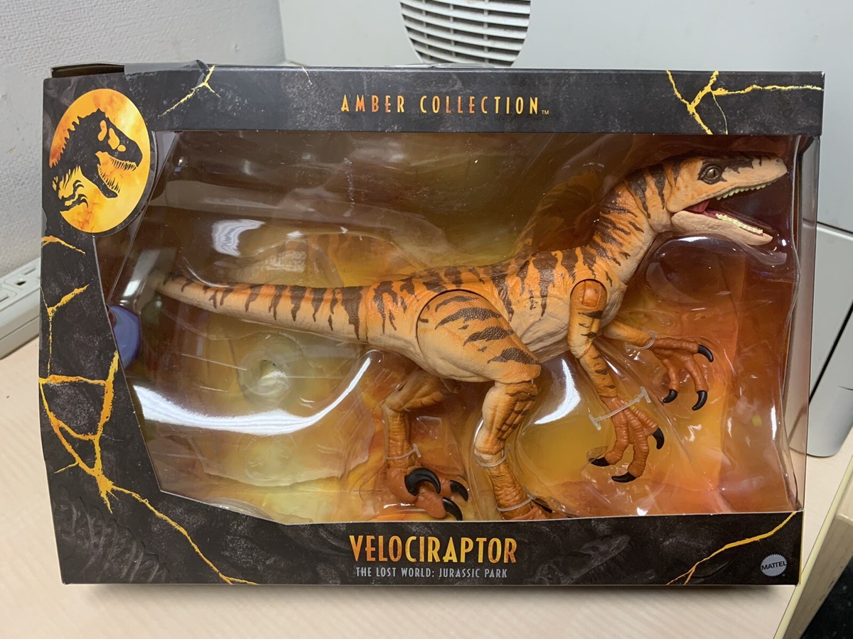 Jurassic World Amber Collection Tiger Velociraptor 6 in Action