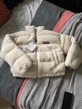 Napapijri A-suomi Borg Puffer Jacket In Off-white New With Tags