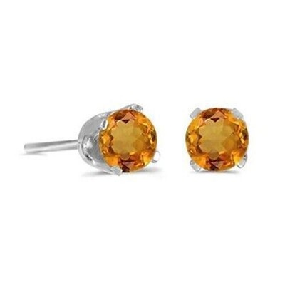0.40 Ct Citrine Stud Earrings 14K White Gold