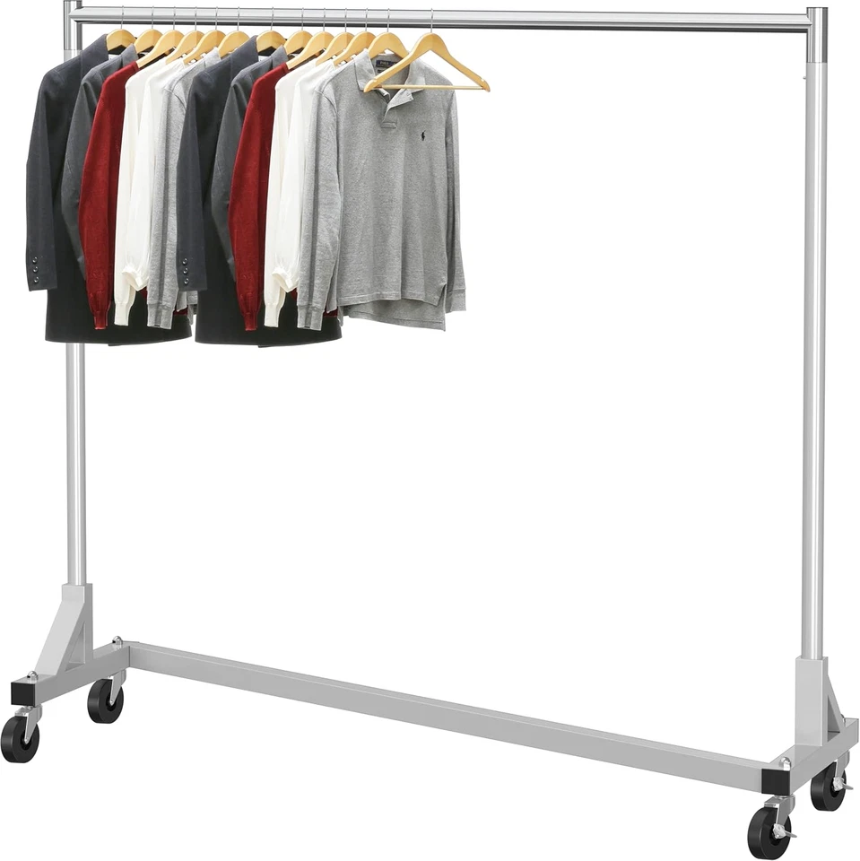 Industrial Grade Z-Base Garment Rack, 500Lb Load with 62 Inches Extra Long Bar,