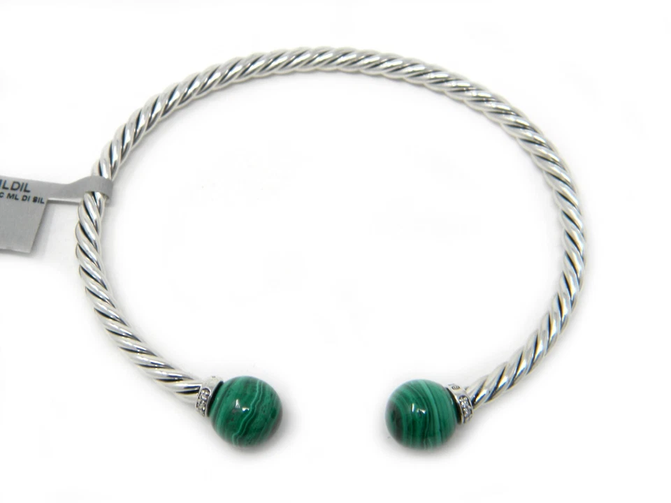 Brazalete David Yurman 9 mm Solari Bead Malaquita/Diamantes/Plata Nuevo con Etiquetas Foto 3 de 4