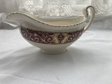 Vintage Old English Johnson Bros Gravy Boat Red & Gold Patterned