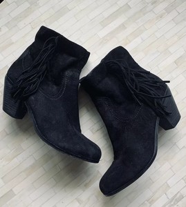 black suede booties block heel