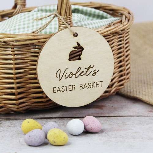 Personalised Easter Basket Tags Easter Bag Name Tag Favours Bunny Egg & Carrot - Picture 8 of 14
