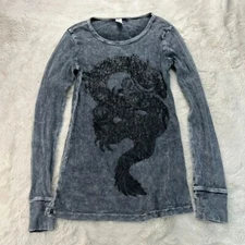 Otomix womens Size Small Black / Gray LS Dragon Henley Shirt