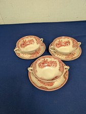 3 alte Suppentassen mit Teller Johnson Bros England mit Burgmotiv