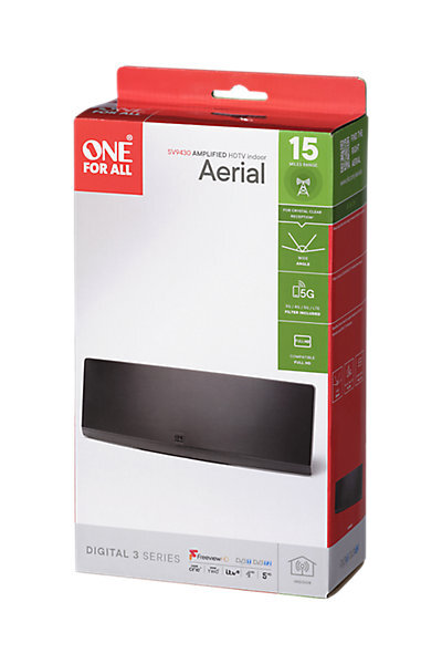 One For All SV9430 Amplified Indoor Digital TV Aerial Curved HDTV Antenna Black
