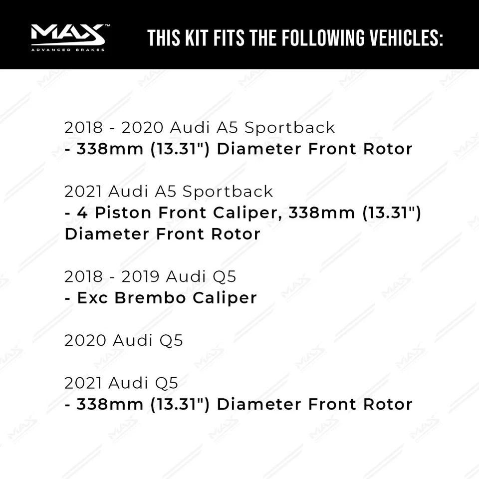 Front Drilled Slotted Rotors + Pads for 2017 2018 2019 2020-2023 Audi A4 A5 Q5 Foto 3 de 4