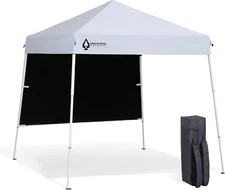 6'X6' Top / 8'X8' Base Backpack Pop-Up Canopy with Sunwall, Sand Bags, Guide Rop