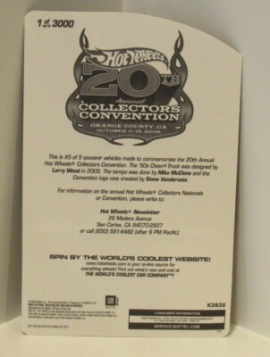 ミニカー Hot Wheels 20th Convention 50s CHEVY 50's Chevy Truck 2006 Hot Wheels 20th Convention Real Riders 2000