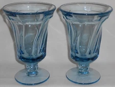 Set (2) Fostoria JAMESTOWN BLUE PATTERN 8 oz Footed ICED TEA GLASSES