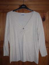 Next Creamy Beige with Diamante Button Detail Maternity Top Size 14 VGC