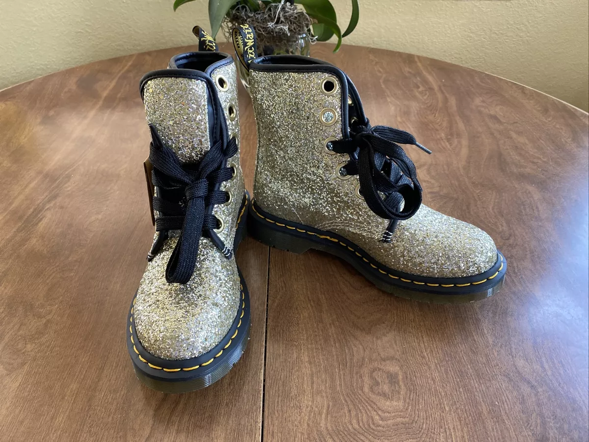 Dr. Martens 1460 Farrah Chunky Gold Glitter Boots US Women's 5 | eBay