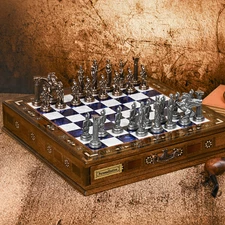 Chess Set Luxury Wooden Chess | Solid Metal Pieces | Handmade Personalized Gift