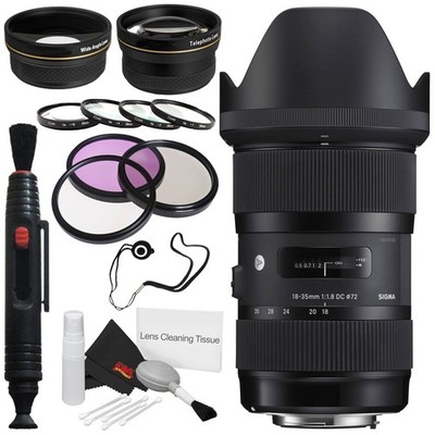 Sigma 18-35mm f/1.8 DC HSM Art Lens for Canon # 210-101 + 72mm 3 Piece Filter Ki
