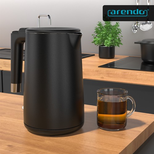 Arendo Wasserkocher 1,5L 2200W Trockengehschutz 360° Schwarz Matt - Bild 7 von 7