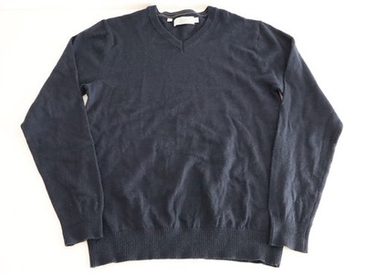 Williams & Brown Navy Pullover aus Merinowolle mit V-Ausschnitt M